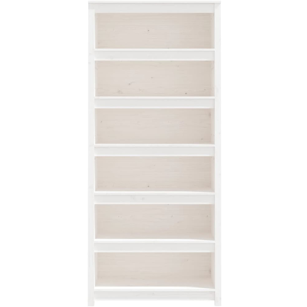 vidaXL 6 Shelf White Solid Pine Wood Bookcase Image 5