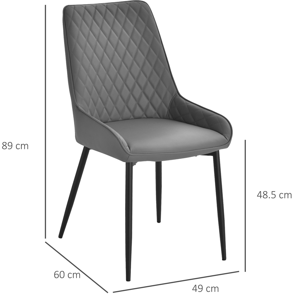 Portland Set Of 2 Grey PU Leather Dining Chair Image 8