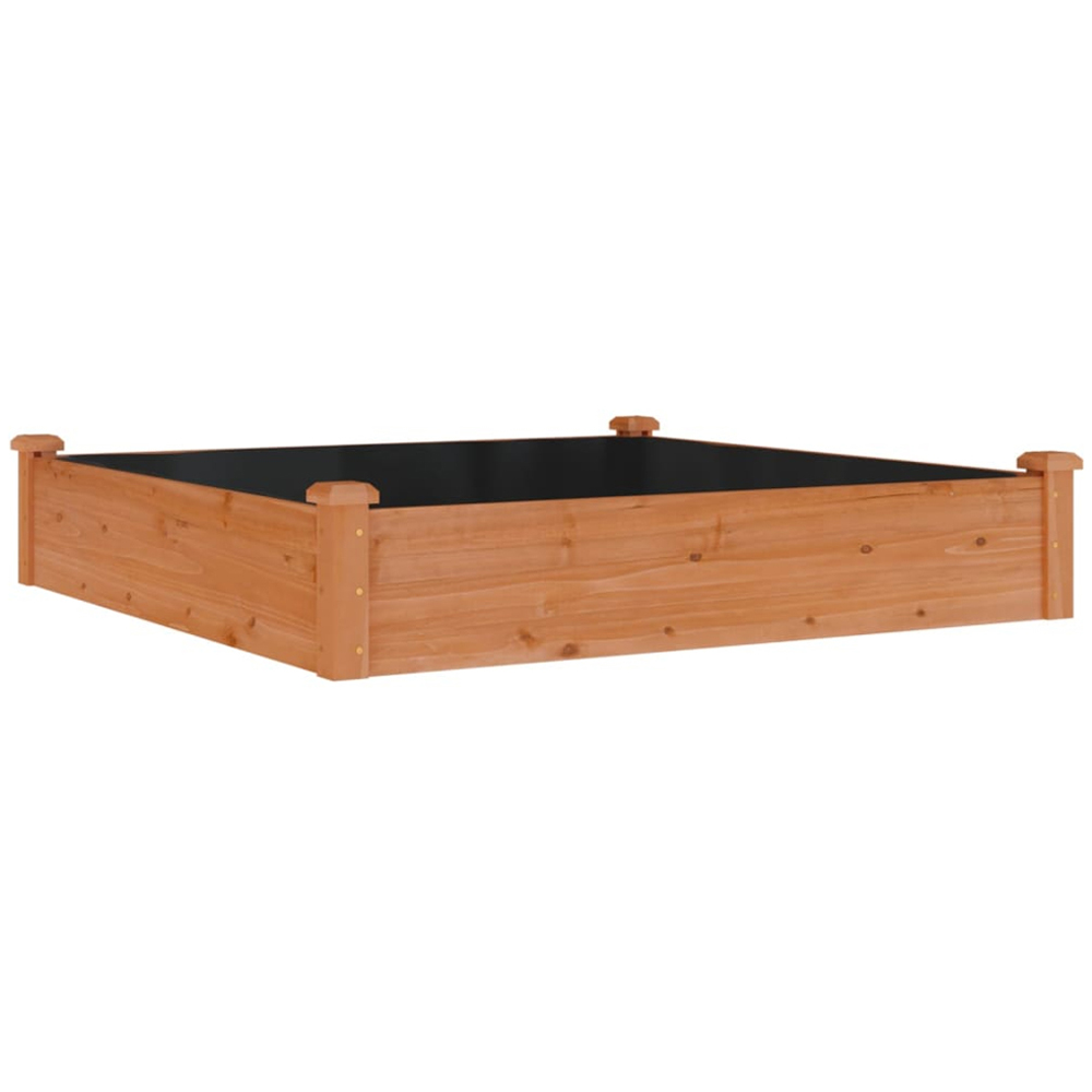 vidaXL Brown Solid Fir Wood Raised Garden Bed with Liner 120 x 120 x 25cm Image 1