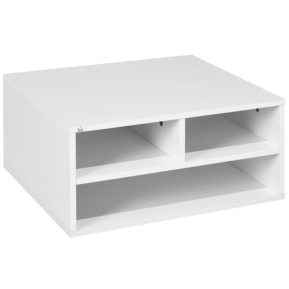 HOMCOM 3 Compartment White Desktop Printer Stand Image 2
