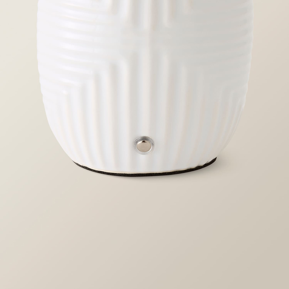 ValueLights Harrison White Geometric Ribbed Rechargeable Small Table Lamp Image 5