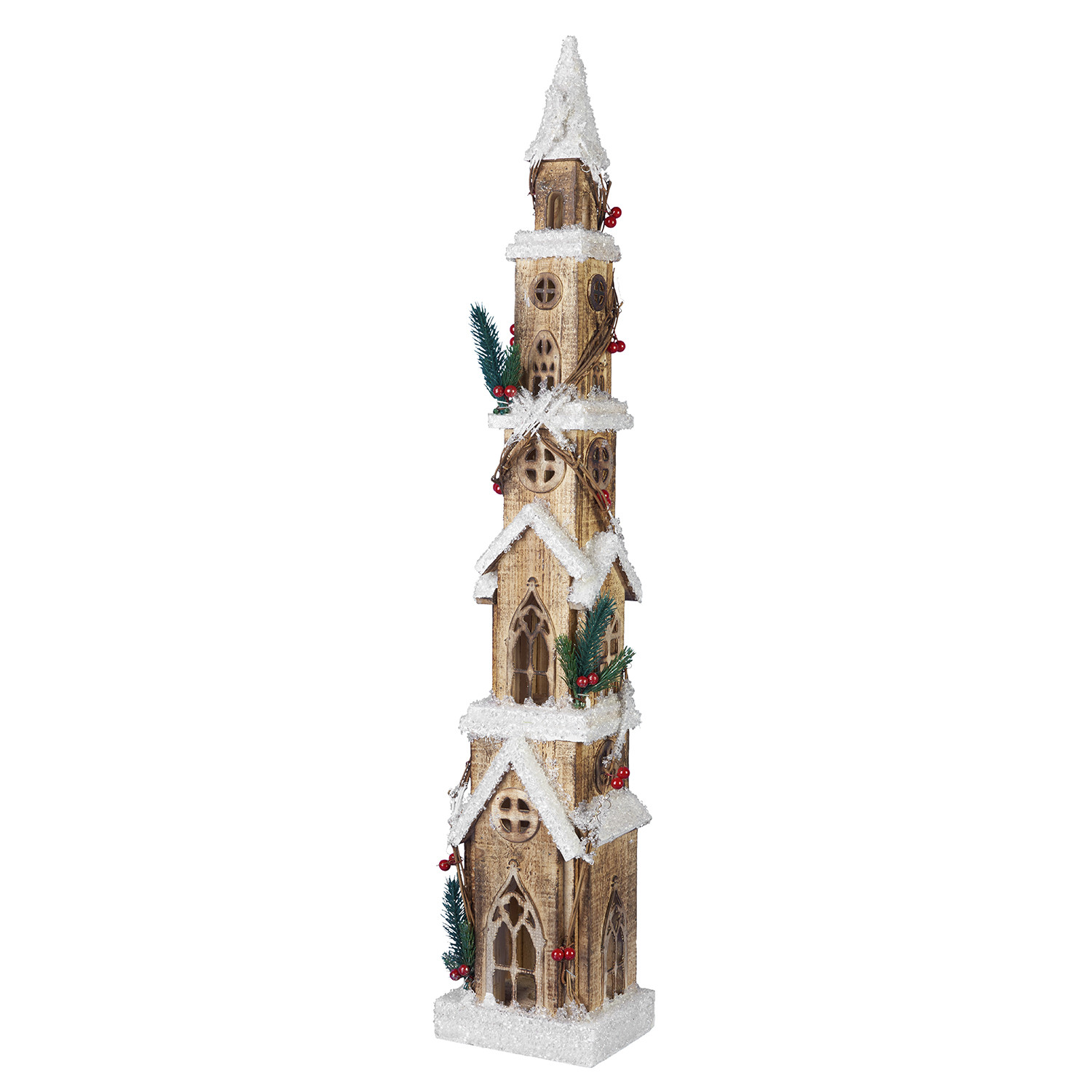 Alpine Lodge 30 LED Iced Snowy Spire Ornament Image 1