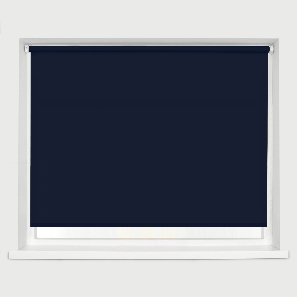 Caecus Straight Edge Roller Blind Navy 120cm Image 1
