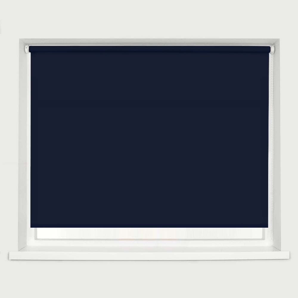 Caecus Straight Edge Roller Blind Navy 90cm Image 1