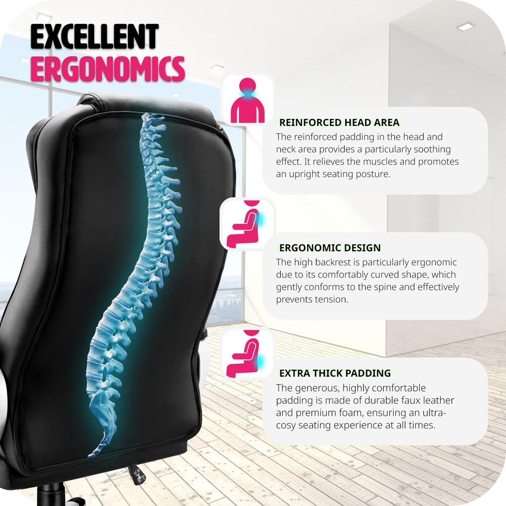 tectake Zulu Black Height Adjustable Ergonomic Office Chair Image 5