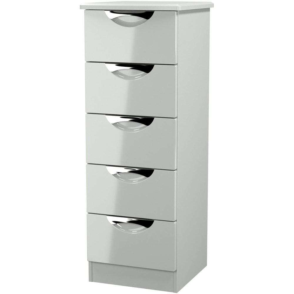 Crowndale Camden 5 Drawer Grey Gloss and Dusk Grey Tall Bedside Cabinet Ready Assembled Image 4