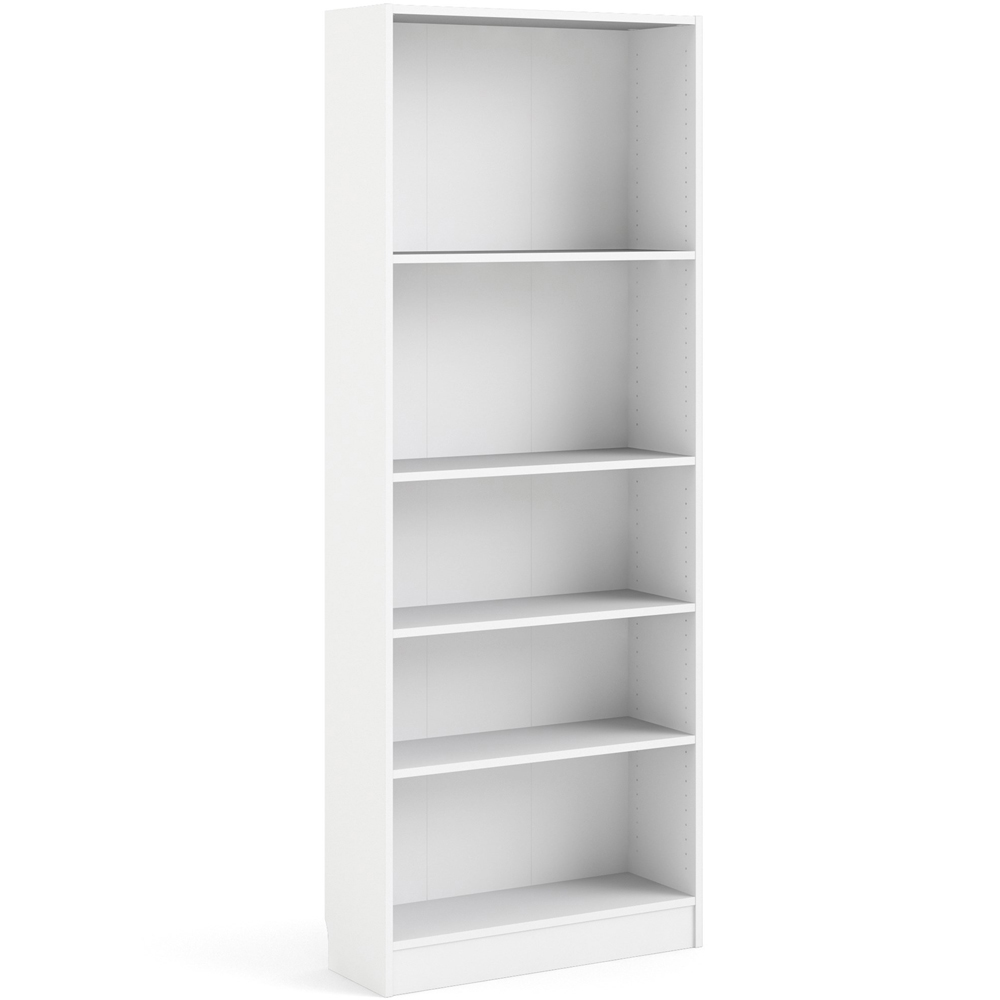 Florence Basic 4 Shelf White Wide Tall Bookcase Image 2