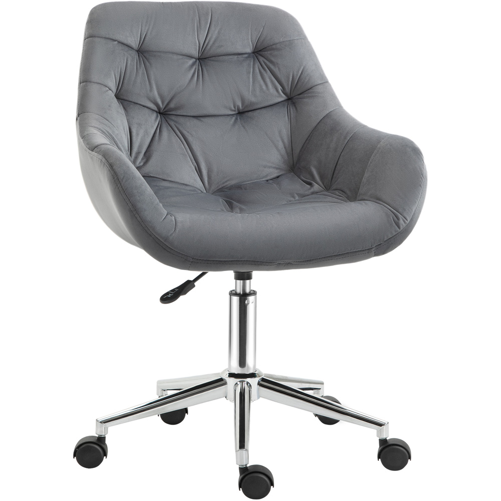 Portland Dark Grey Velvet Swivel Office Chair Image 2