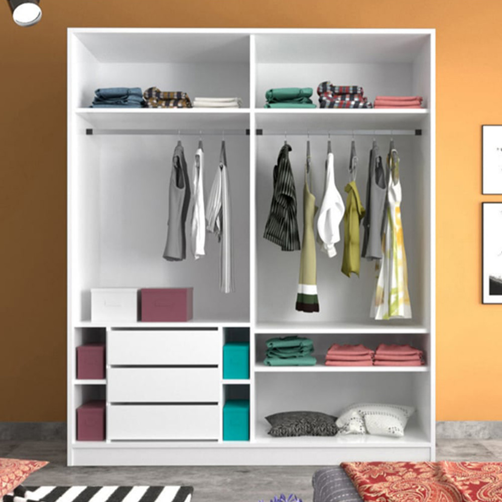 Evu Sabro 2 Door White Sliding Wardrobe Image 3