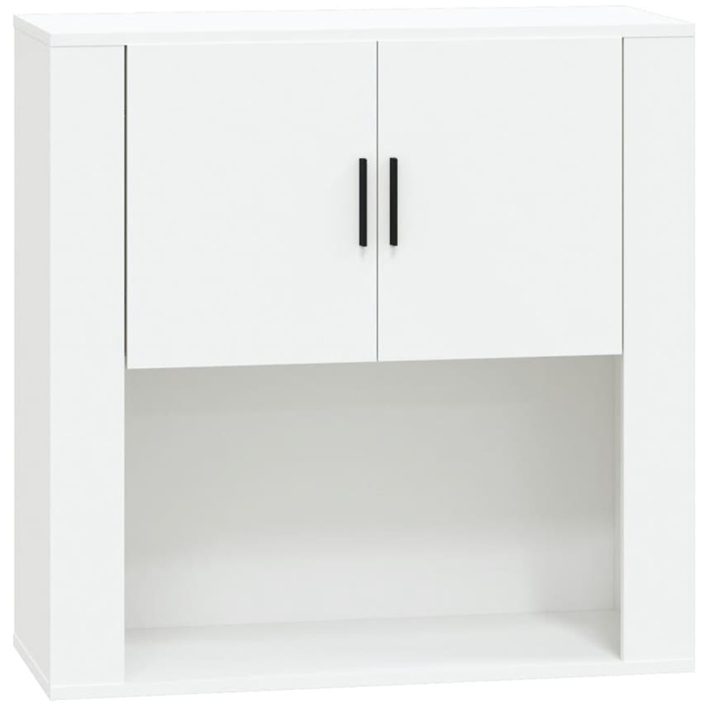 vidaXL 2 Door Single Open Shelf White Wall Mounted Cabinet Image 2