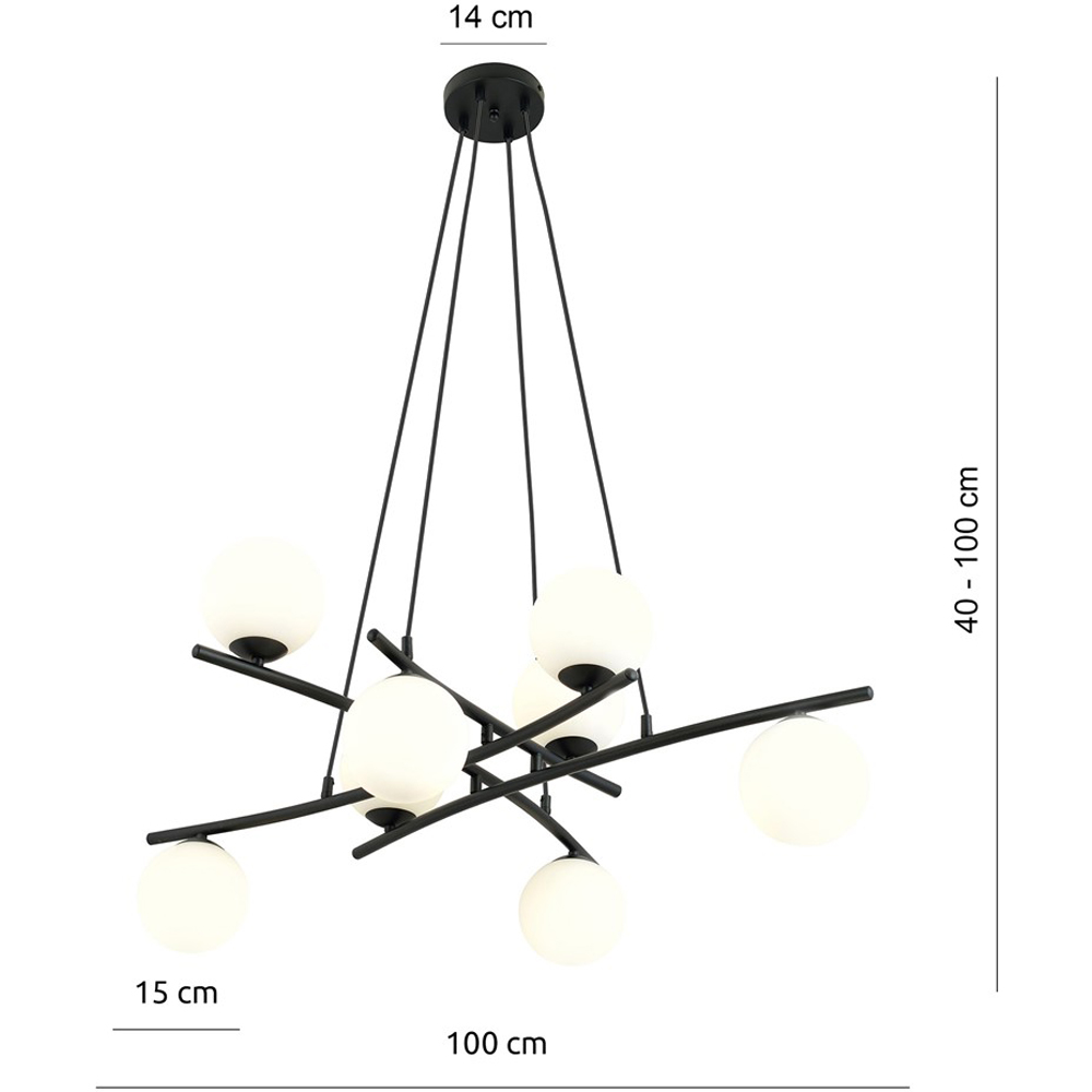 Emibig Essa 8 Light White Shade Black E14 Ceiling Pendant Light Image 8