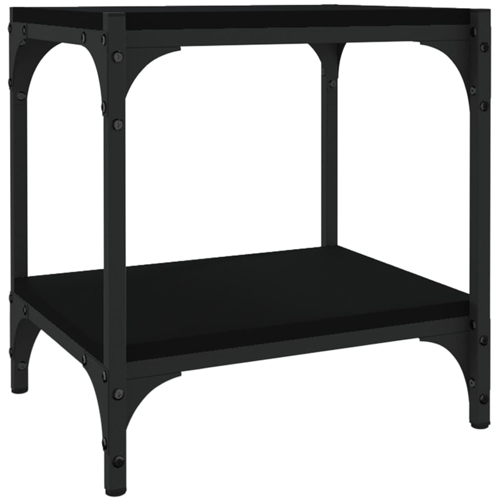 vidaXL Single Shelf Black Industrial Style Wood and Steel Small TV Cabinet Image 2