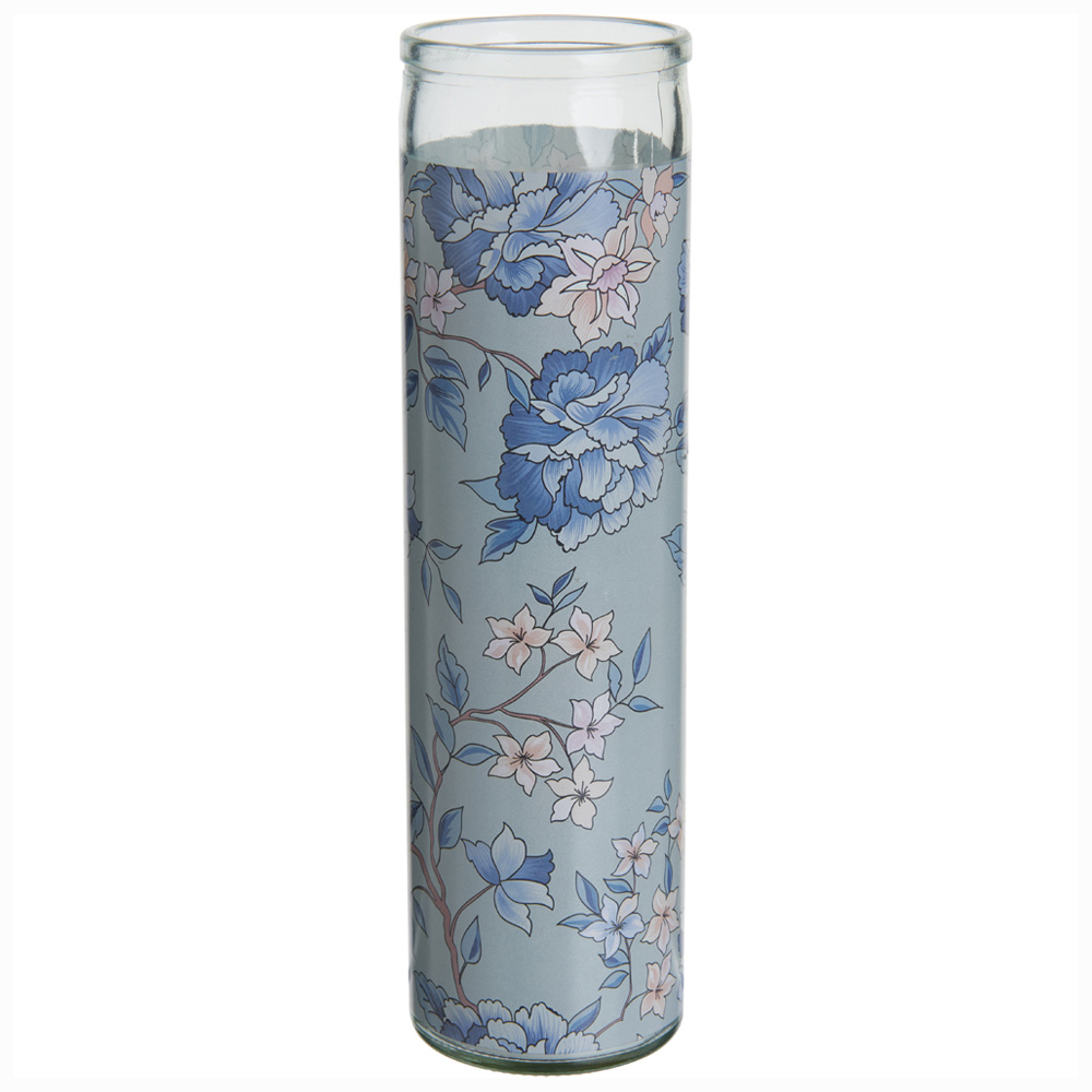 Wilko Fond Memories Tall Floral Printed Glass Candle Image 2
