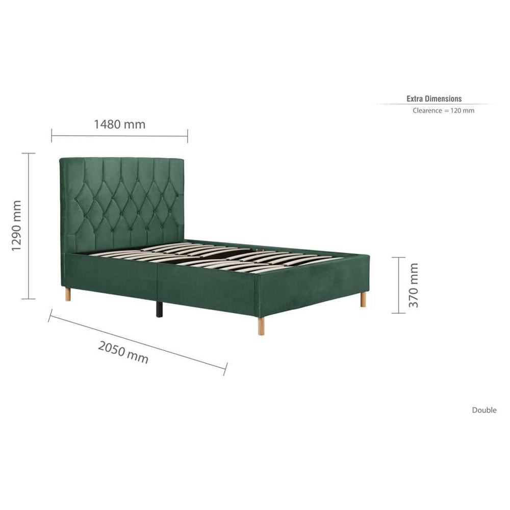 Loxley Double Green Fabric Bed Image 7