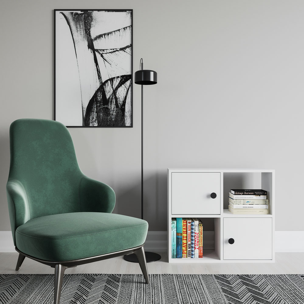 Decorotika Tuttle 2 Door 2 Open Shelf White Bookcase Image 3