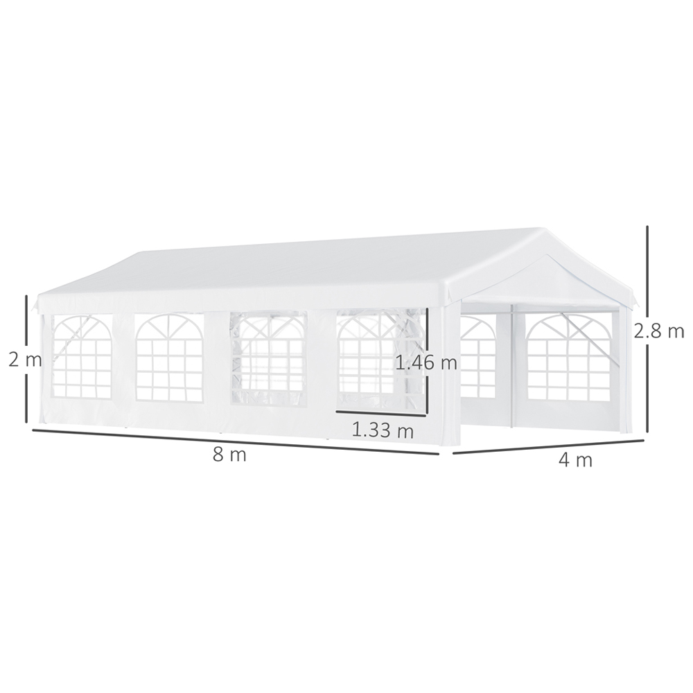 Outsunny 8 x 4m Marquee Carport Shelter Gazebo with Sides Image 6