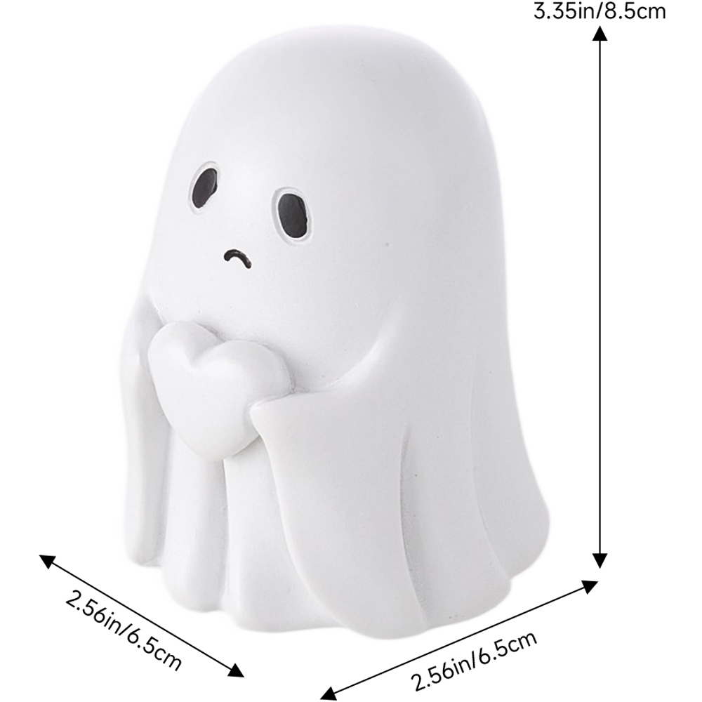 Living and Home White Ghost Holding Heart Halloween Figurine Ornament Image 4