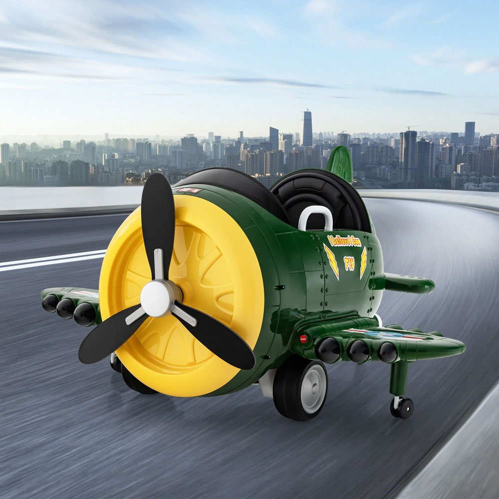 Costway Green Kids Ride On Electric Airplane Car Toy with Joystick and Remote Control Image 4