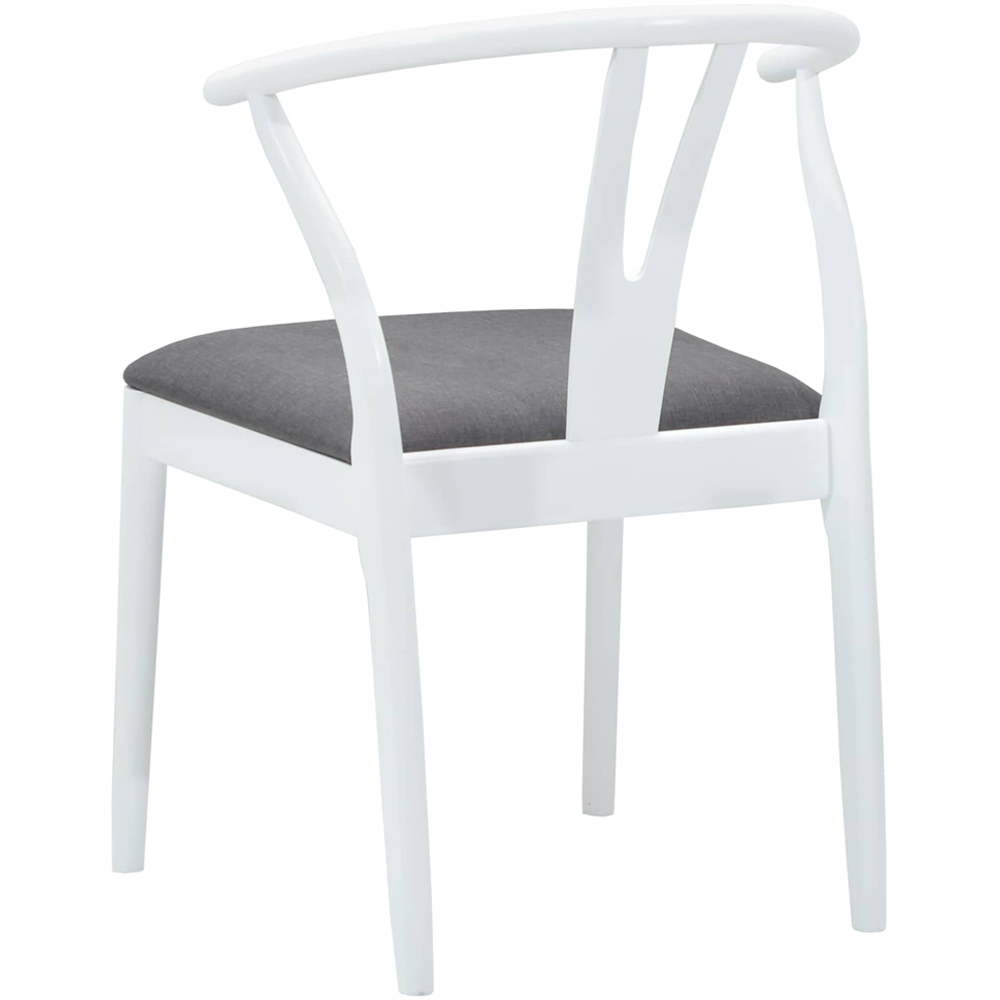 vidaXL Set of 2 White and Grey Rubberwood Curved Vintage Dining Chairs Image 4