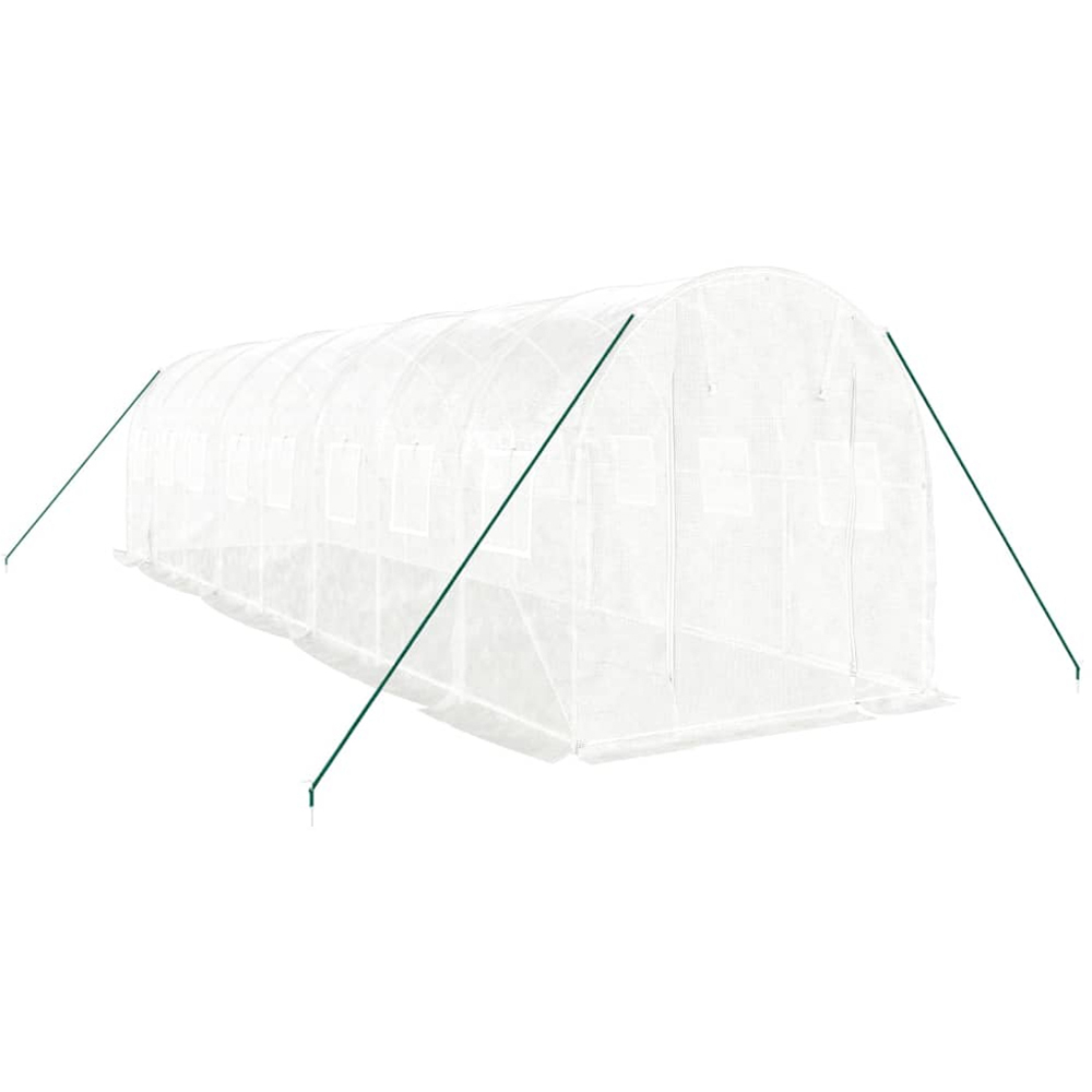 vidaXL White Polyethylene Galvanised Steel Frame 26.2 x 6.5ft Greenhouse Image 2