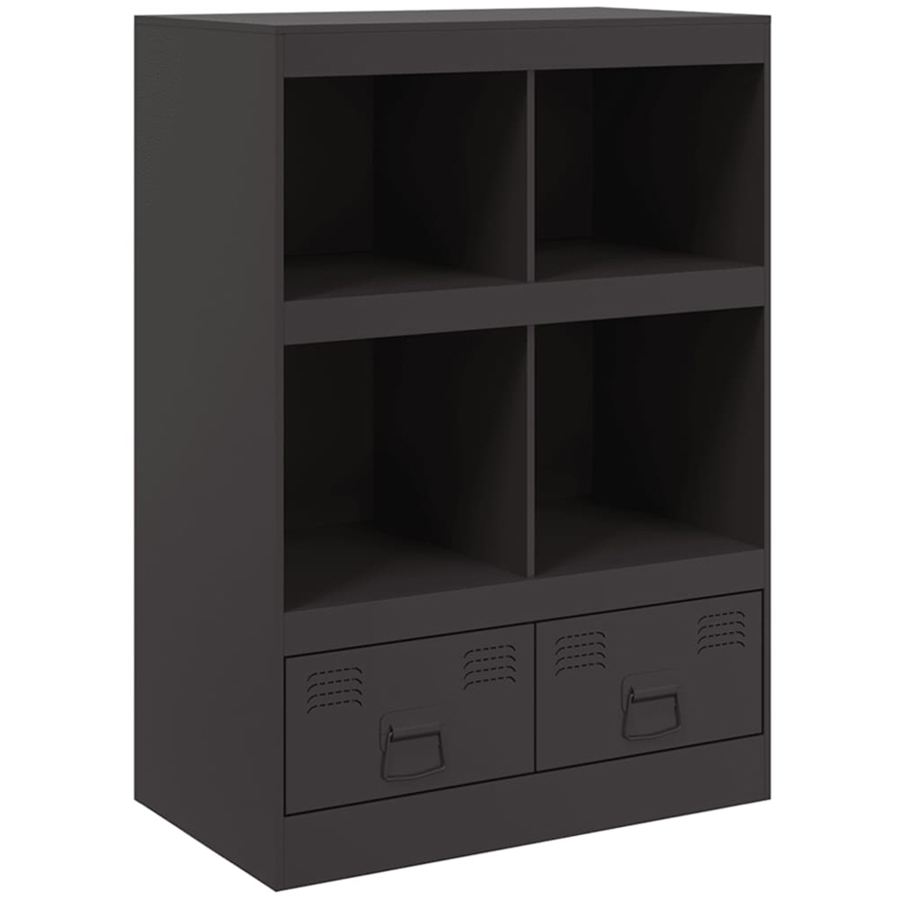 vidaXL 2 Drawer 4 Open Shelf Black Steel Highboard Image 2