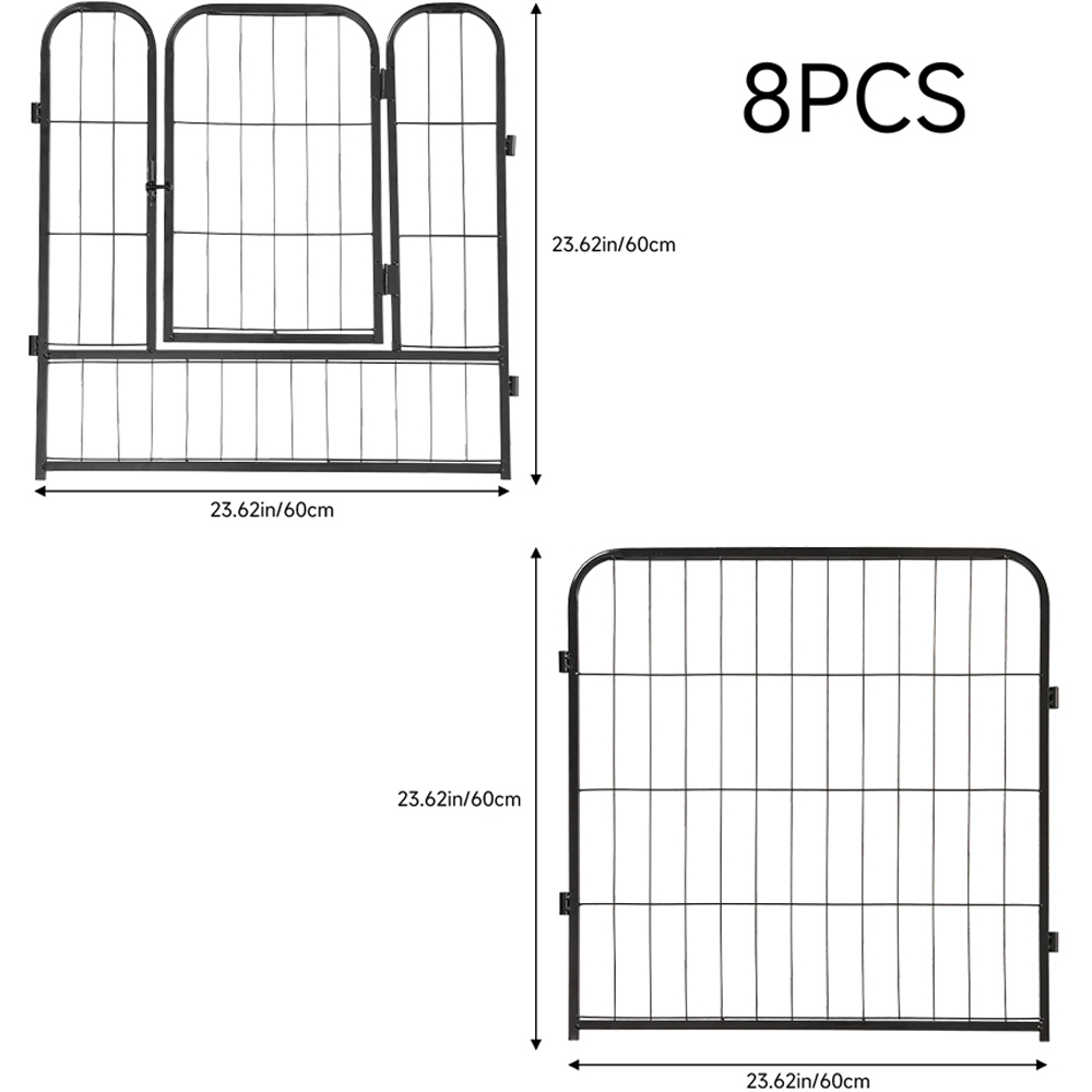 H&O Direct 8 Panel Mesh Metal Pet Playpen with Door 60cm Image 6