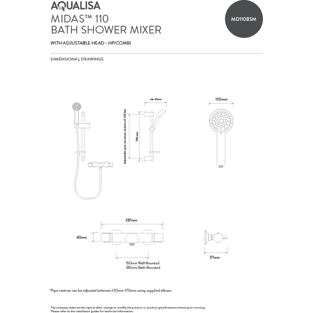 Aqualisa Midas MD110BSM Bath Shower Mixer Image 3