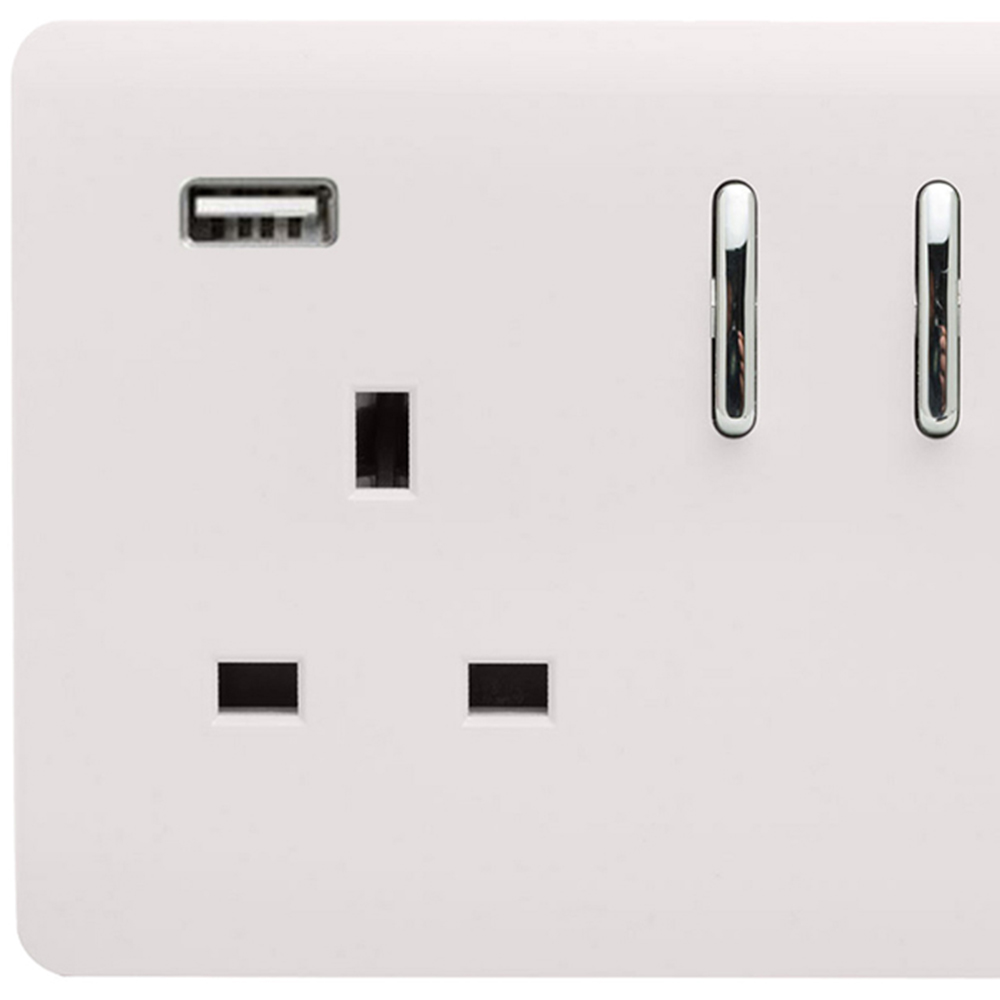Trendi Switch 2 Gang 13amp 2 Port USB Ice White Switched Plug Socket Image 2