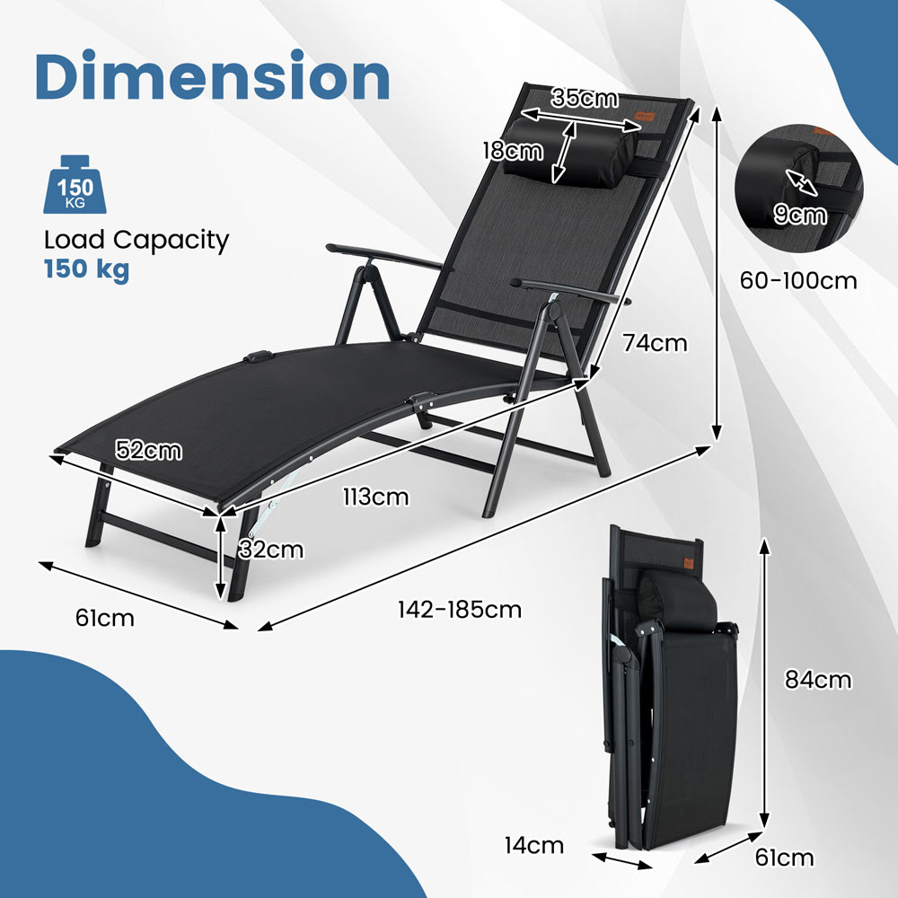 Costway Black Portable Reclining Chair Image 9