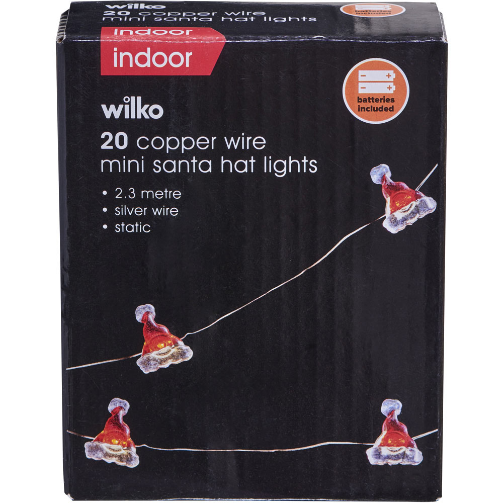 Wilko 20 B/O Copper Wire Mini Santa Hat Lights Image 7