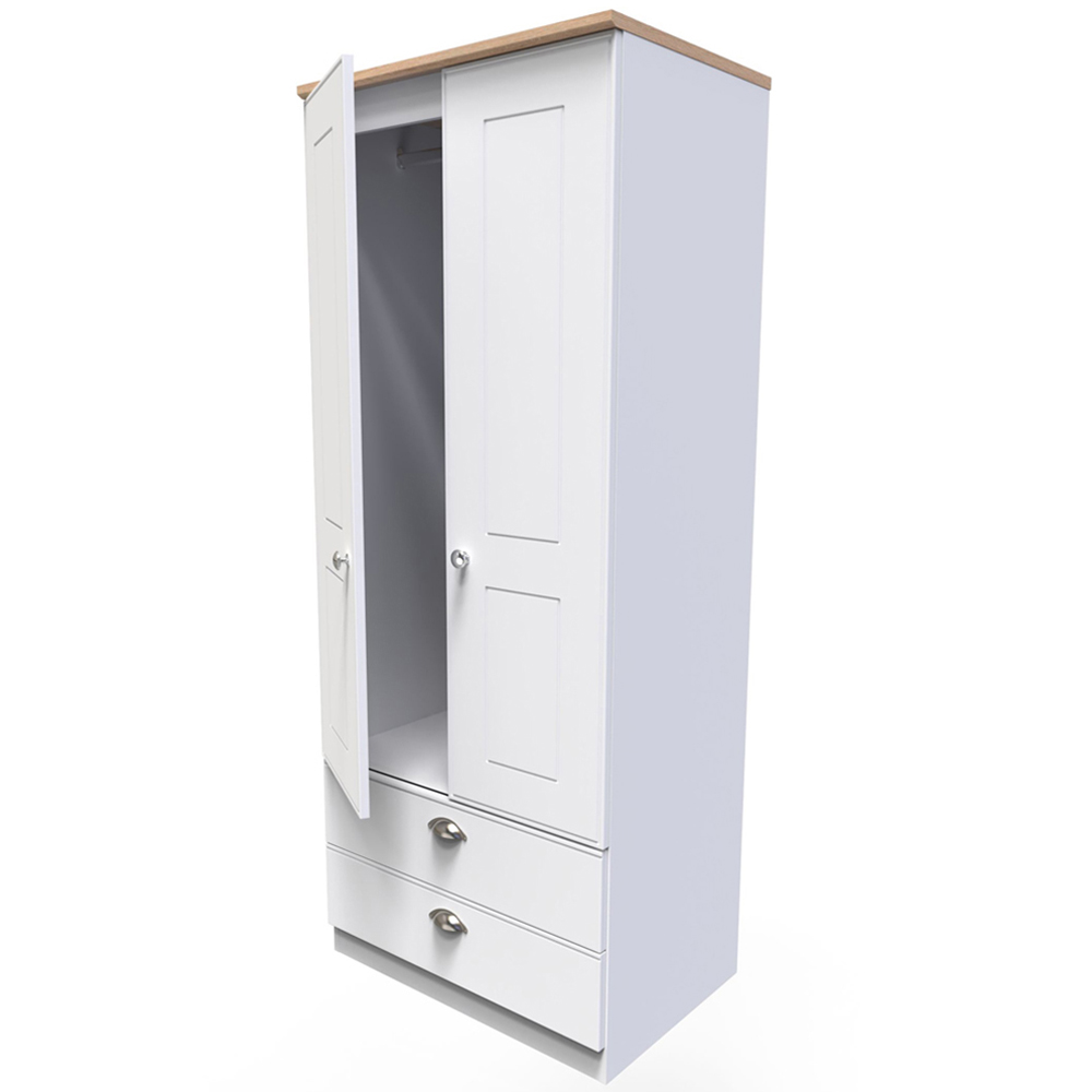 Crowndale Victoria 2 Door 2 Drawer White Ash and Oak Wardrobe Image 5