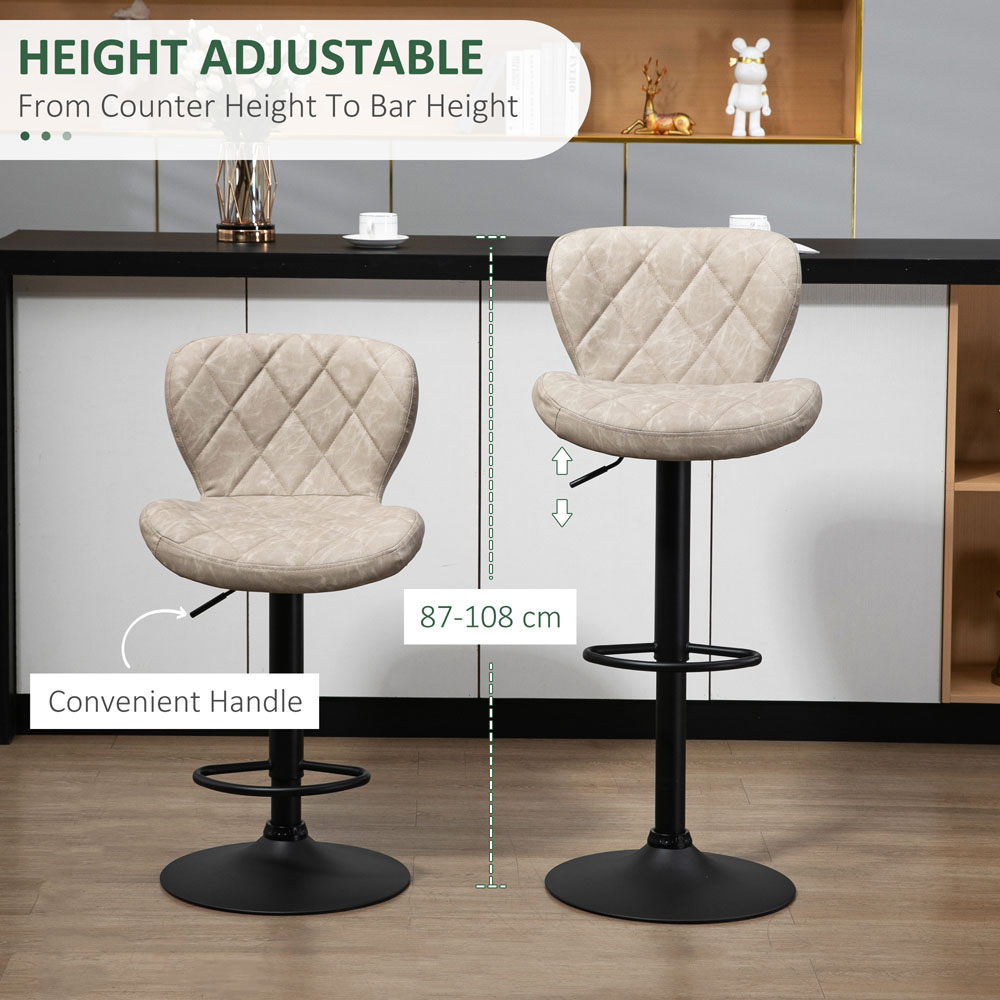 Portland Light Grey Height Adjustable Bar Stool Set of 2 Image 5