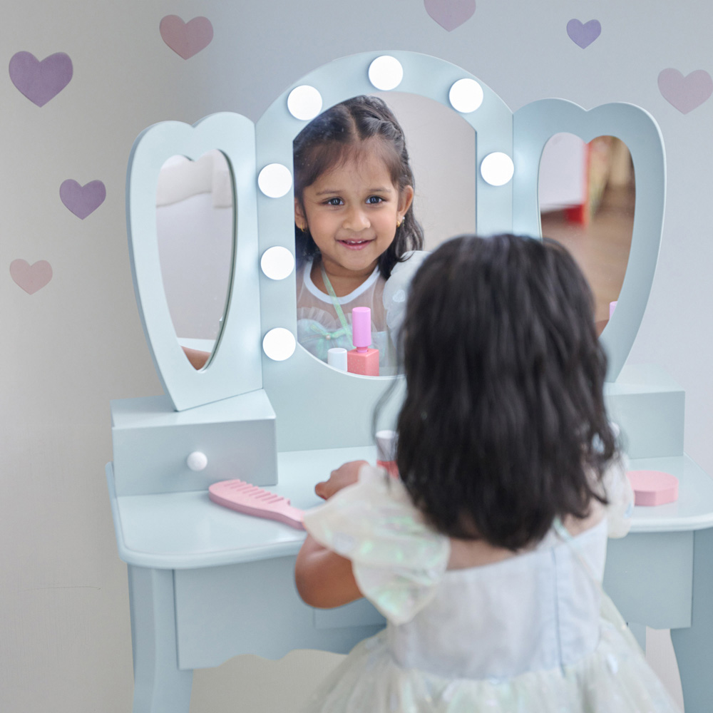 Teamson Kids Light Blue Heart Glow Play Vanity Set Image 5
