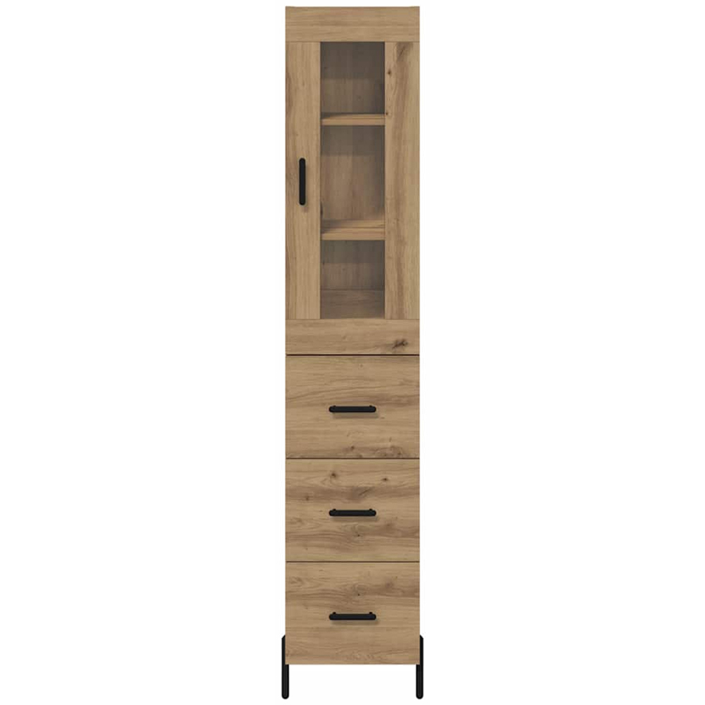 vidaXL Single Glass Door 3 Drawer Artisan Oak Highboard Image 7