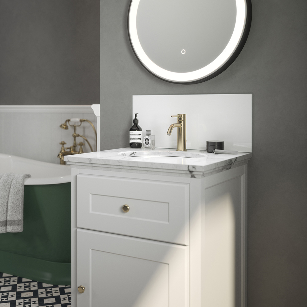 Ice White Glass Bathroom Splashback 500 x 250 x 4mm Image 2