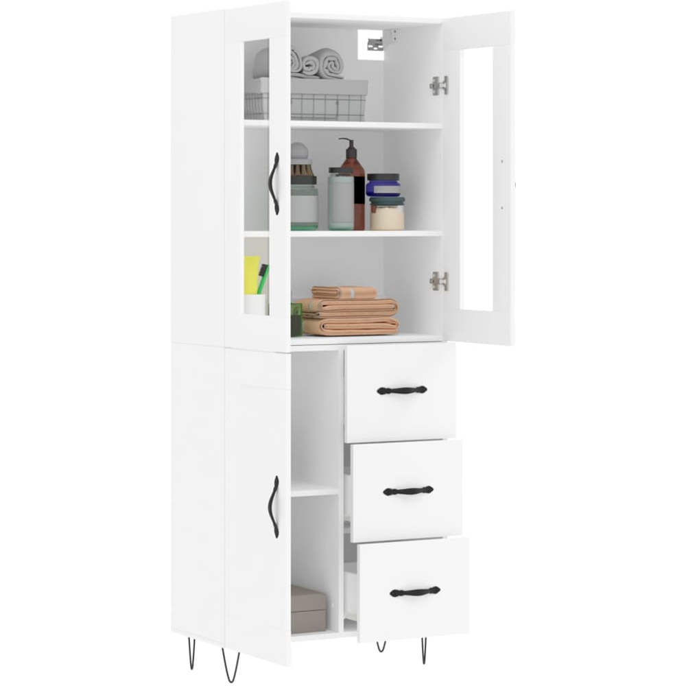 vidaXL 3 Door 3 Drawer 3 Shelf White Highboard Image 3