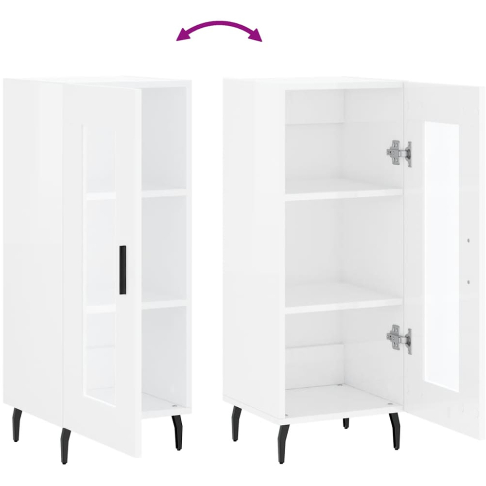vidaXL Single Door High Gloss White Sideboard Image 9