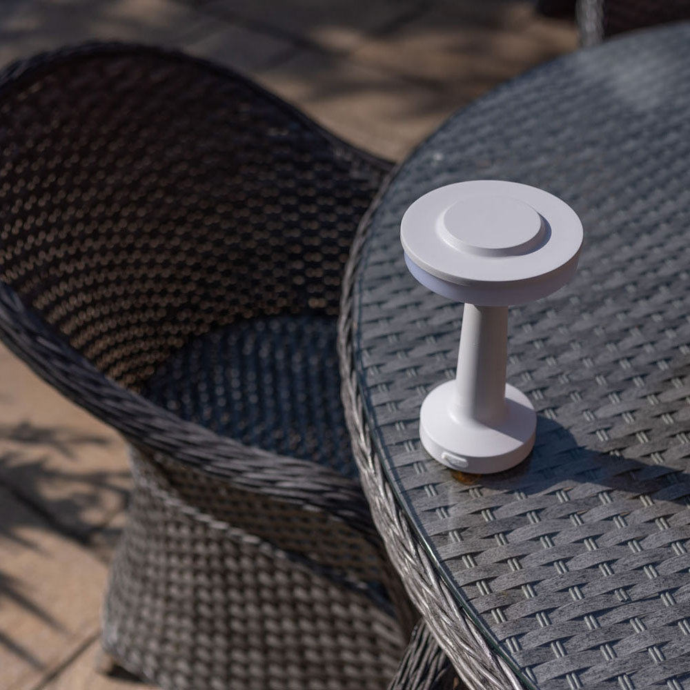 ValueLight Talence White LED Dimmable Outdoor Table Lamp Image 3
