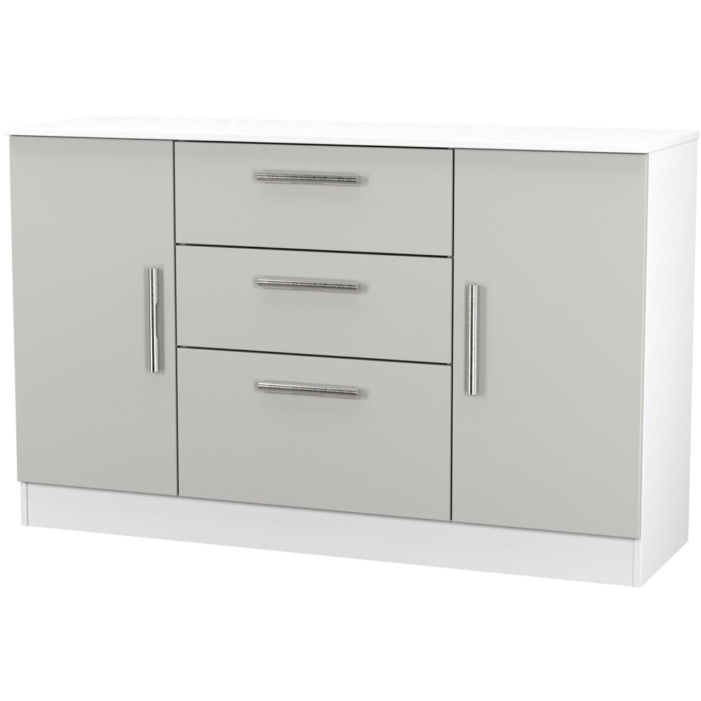 Crowndale Contrast 2 Door 3 Drawer Grey Matt and White Sideboard Ready Assembled Image 3