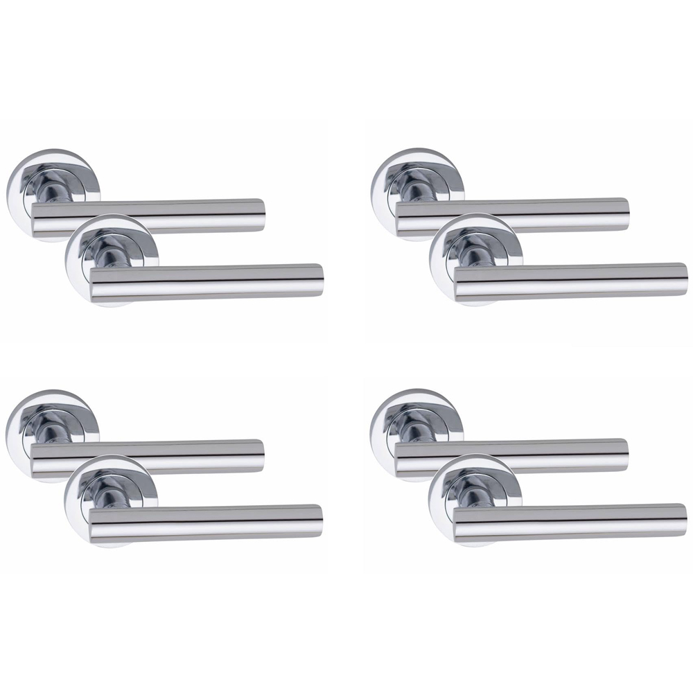 Golden Grace Polished Chrome Straight T-Bar Door Handle Pair with Spindle and Fixing 4 Pack Image 1