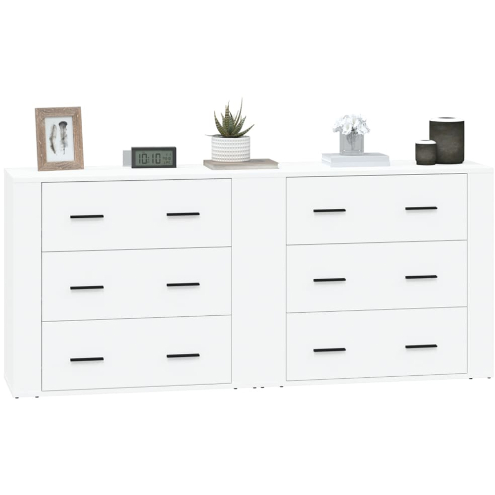 vidaXL 3 Drawer White Sideboard Set of 2 Image 3