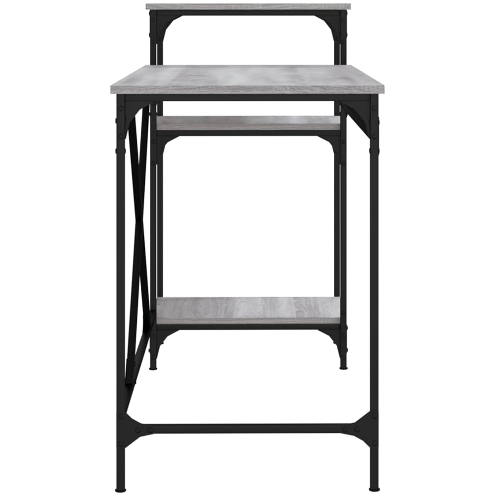 vidaXL 3 Shelf Industrial Style Computer Desk Grey Sonoma Image 5