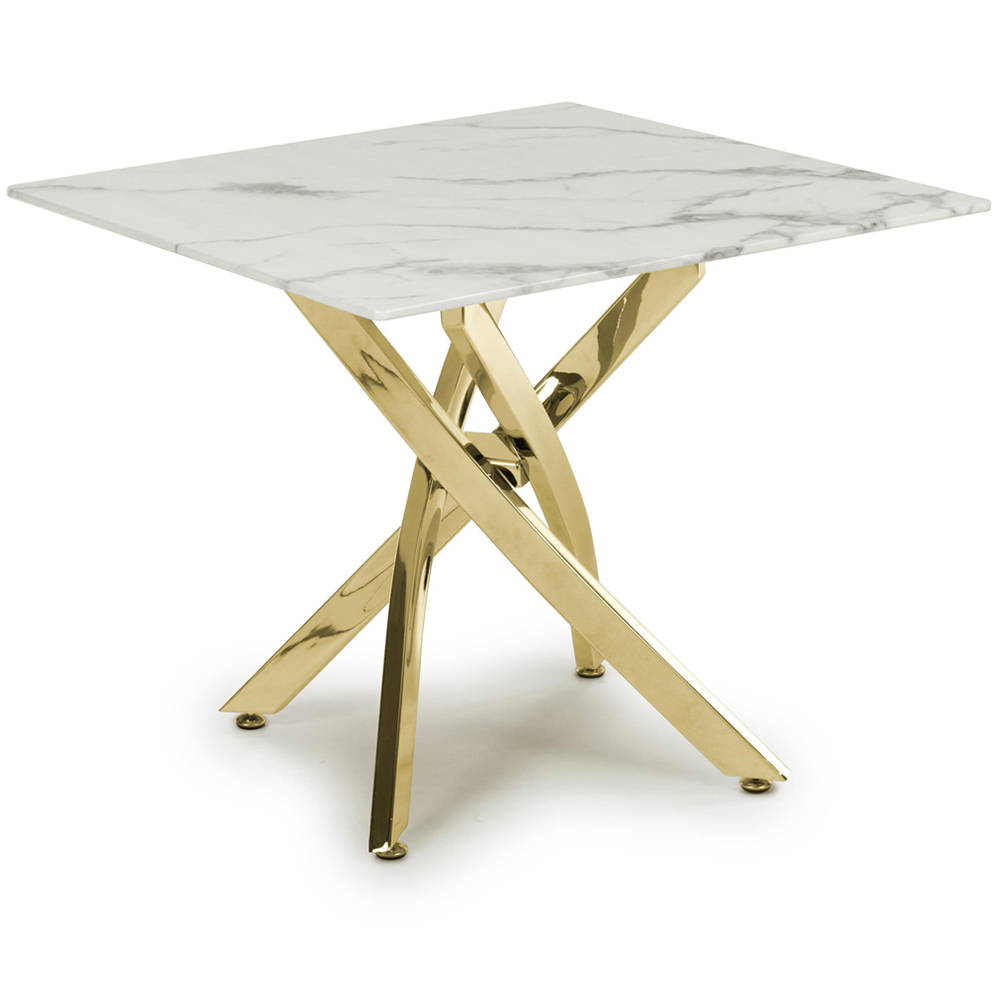 wilko Monaco Gold and White Marble Glass End Table Image 2