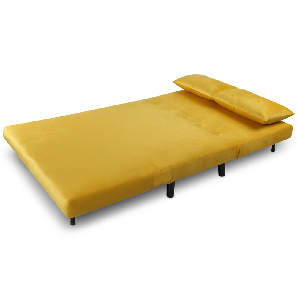 Aurora 2 Seater Yellow Velvet Sofa Bed Image 6
