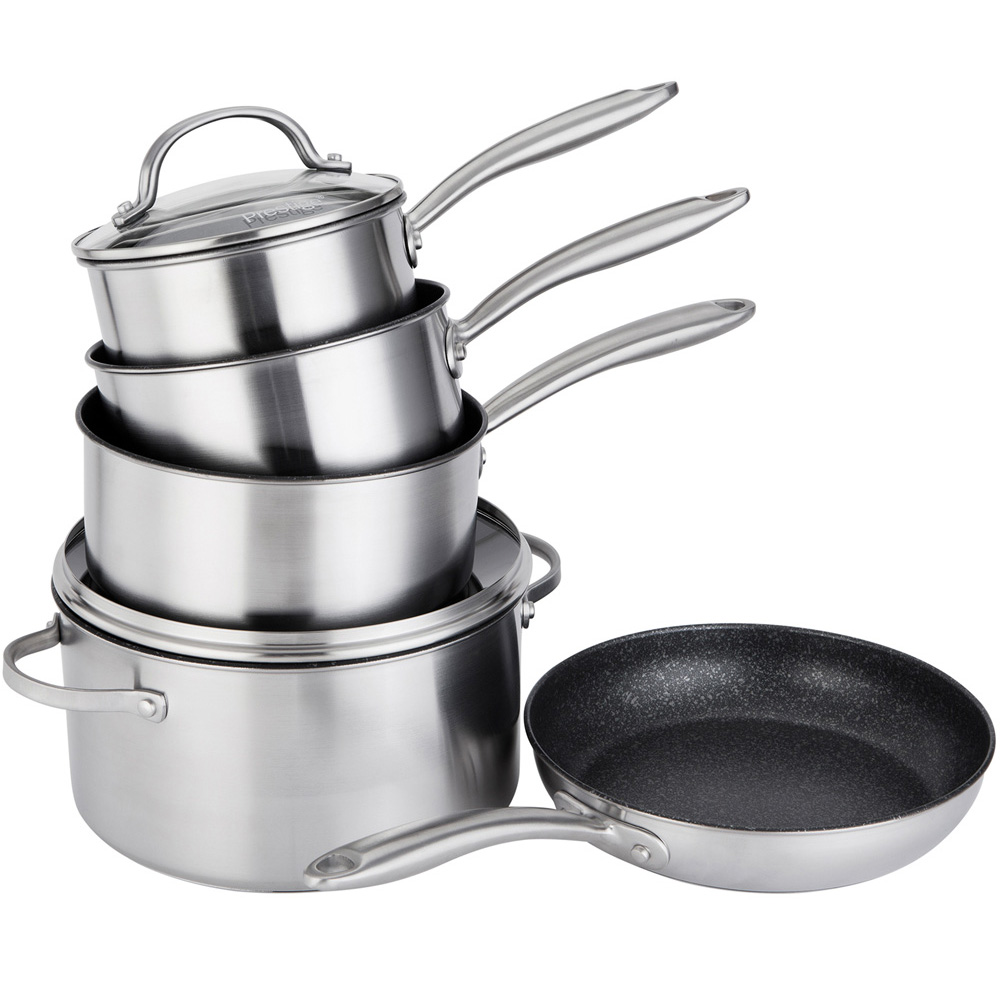 Prestige 5 Piece Scratch Guard Stainless Steel Cookware Set Image 1