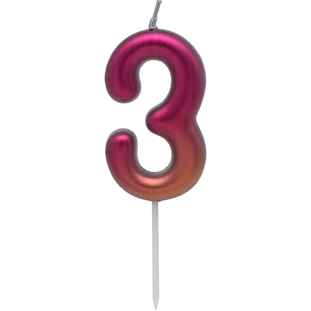 Coloured Number Candle - Pink / 3 Image 1