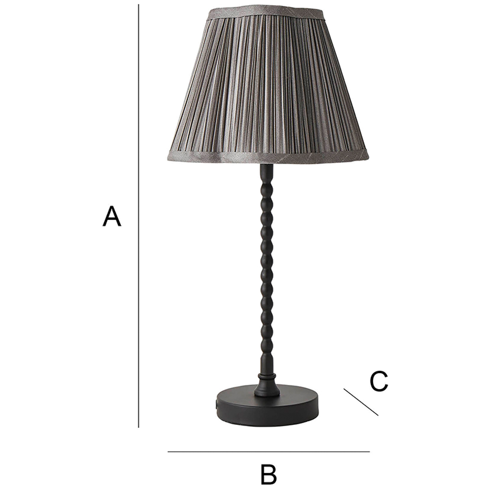 ValueLights Maeve Dark Grey Pleated Faux Silk Scallop Shade Black Bobbin LED Table Lamp Image 7