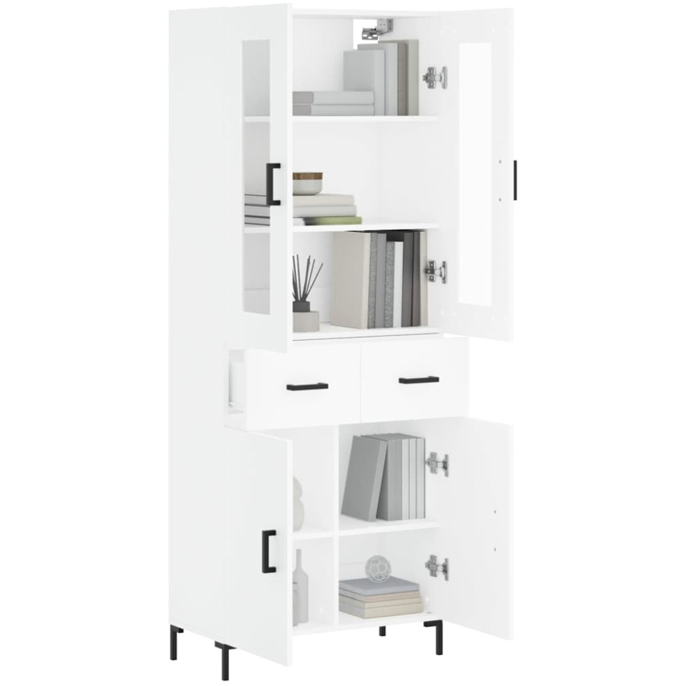 vidaXL 4 Door 2 Drawer White Highboard with Metal Legs Image 3
