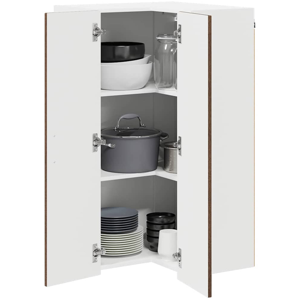 vidaXL 2 Door Brown Oak Kitchen Wall Corner Cabinet Image 3