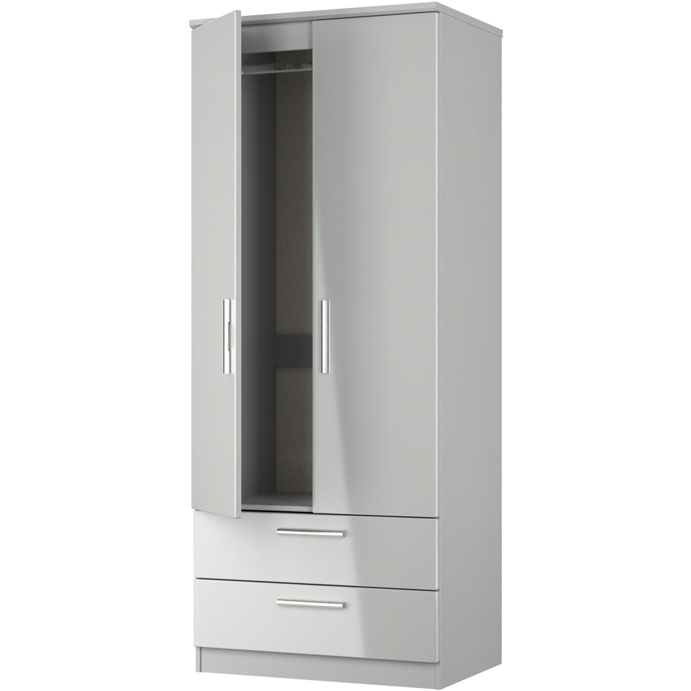 Crowndale Knightsbridge 2 Door 2 Drawer Grey Gloss and Dusk Grey Wardrobe Ready Assembled Image 4